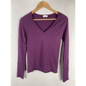 Malo Women's Small Purple Silk and Cashmere Blend V-Neck Sweater